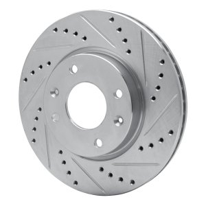 Hyundai Sonata Brake Rotor (1) - Front Right - R1 Concepts - Drilled & Slotted - Silver - `02-`06